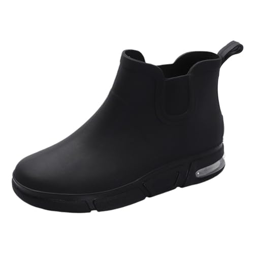 SITBXO Herren Regenstiefel wasserdicht Knöchel Autowaschwasserschuhe männlich Outdoor flach bequem Gummistiefel Herren(Black1,40) von SITBXO