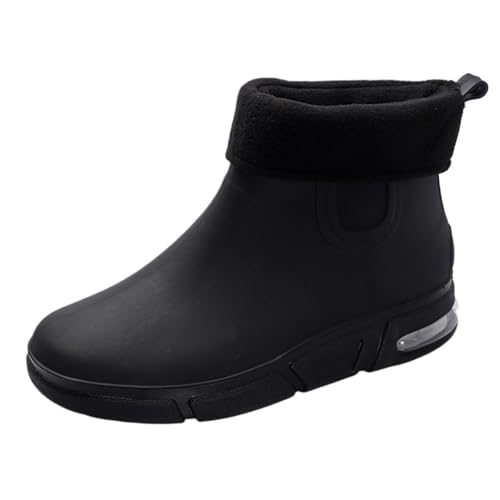 SITBXO Herren Regenstiefel wasserdicht Knöchel Autowaschwasserschuhe männlich Outdoor flach bequem Gummistiefel Herren(Black2,39) von SITBXO