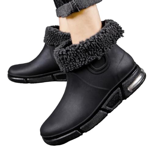 SITBXO Herren Regenstiefel wasserdicht Knöchel Autowaschwasserschuhe männlich Outdoor flach bequem Gummistiefel Herren(Black3,40) von SITBXO