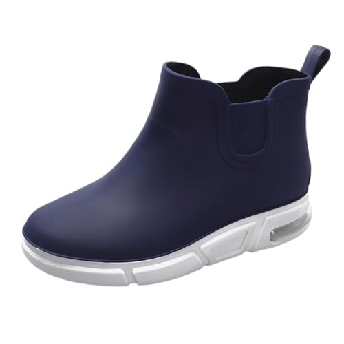 SITBXO Herren Regenstiefel wasserdicht Knöchel Autowaschwasserschuhe männlich Outdoor flach bequem Gummistiefel Herren(Blue1,44) von SITBXO