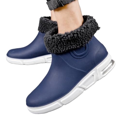 SITBXO Herren Regenstiefel wasserdicht Knöchel Autowaschwasserschuhe männlich Outdoor flach bequem Gummistiefel Herren(Blue3,40) von SITBXO