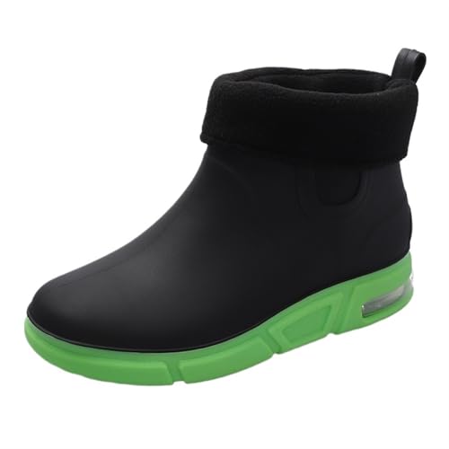 SITBXO Herren Regenstiefel wasserdicht Knöchel Autowaschwasserschuhe männlich Outdoor flach bequem Gummistiefel Herren(Green2,41) von SITBXO