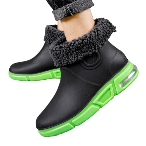 SITBXO Herren Regenstiefel wasserdicht Knöchel Autowaschwasserschuhe männlich Outdoor flach bequem Gummistiefel Herren(Green3,43) von SITBXO