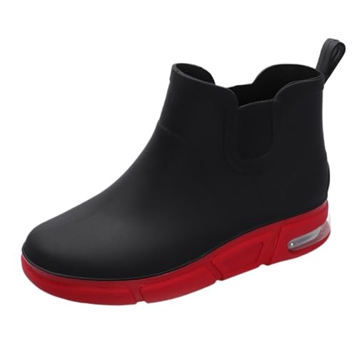 SITBXO Herren Regenstiefel wasserdicht Knöchel Autowaschwasserschuhe männlich Outdoor flach bequem Gummistiefel Herren(Red1,44) von SITBXO