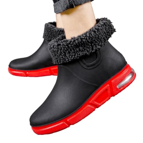 SITBXO Herren Regenstiefel wasserdicht Knöchel Autowaschwasserschuhe männlich Outdoor flach bequem Gummistiefel Herren(Red3,43) von SITBXO