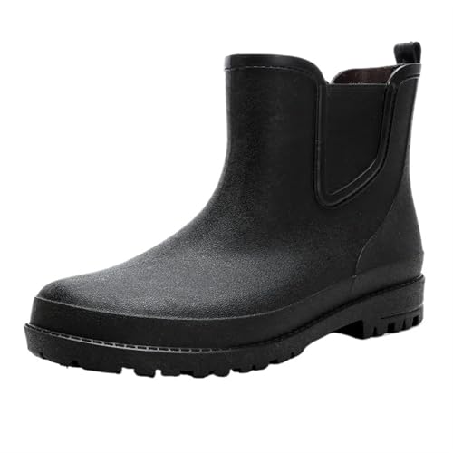 SITBXO Kurze Herren Regenstiefel Wasserdichte Gummischuhe Bequeme Herrenstiefel Arbeitsschuhe Gummistiefel Herren(Black,44) von SITBXO