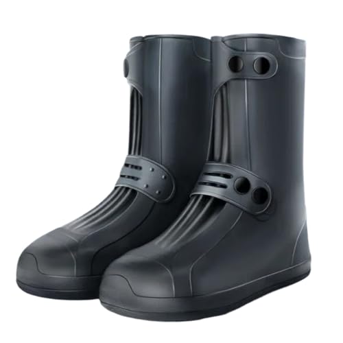 SITBXO Männliche Schuhüberzüge Motorrad Leichte Galoschen Schwarz Biker Herren Regenstiefel Outdoor Gummistiefel Wasserdicht Gummistiefel Herren(Black 26CM,34) von SITBXO