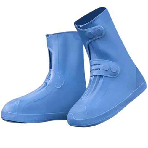 SITBXO Männliche Schuhüberzüge Motorrad Leichte Galoschen Schwarz Biker Herren Regenstiefel Outdoor Gummistiefel Wasserdicht Gummistiefel Herren(Blue 26CM,39) von SITBXO