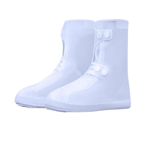 SITBXO Männliche Schuhüberzüge Motorrad Leichte Galoschen Schwarz Biker Herren Regenstiefel Outdoor Gummistiefel Wasserdicht Gummistiefel Herren(White 26CM,38) von SITBXO