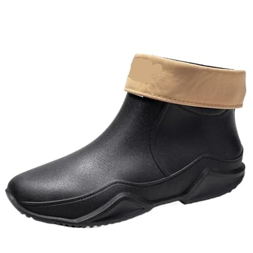 SITBXO Paar Regenstiefel Herren Koch Arbeitsschuhe Waschschuh Verschleißfest Warm und Damen Wasserstiefel Gummistiefel Herren(Black plush,42) von SITBXO