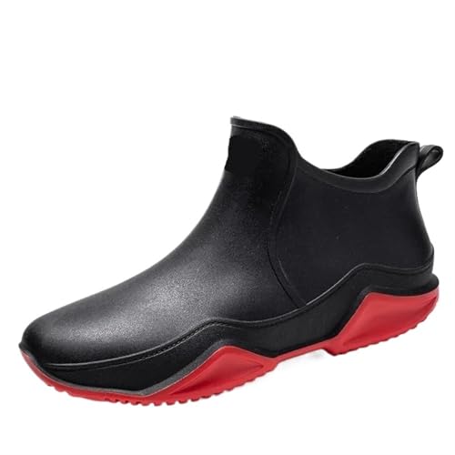 SITBXO Paar Regenstiefel Herren Koch Arbeitsschuhe Waschschuh Verschleißfest Warm und Damen Wasserstiefel Gummistiefel Herren(Black red,39) von SITBXO