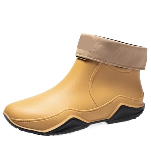 SITBXO Paar Regenstiefel Herren Koch Arbeitsschuhe Waschschuh Verschleißfest Warm und Damen Wasserstiefel Gummistiefel Herren(Khaki plush,42) von SITBXO