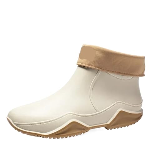 SITBXO Paar Regenstiefel Herren Koch Arbeitsschuhe Waschschuh Verschleißfest Warm und Damen Wasserstiefel Gummistiefel Herren(White plush,40) von SITBXO