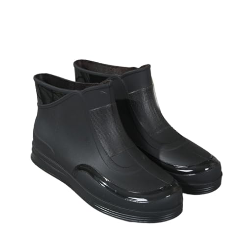 SITBXO Regenstiefel Herren Kurze Röhre Outdoor Sportschuhe Radfahren Arbeit Garten Gummischuhe Leichte wasserdichte Überschuhe Gummistiefel Herren(Black,43) von SITBXO