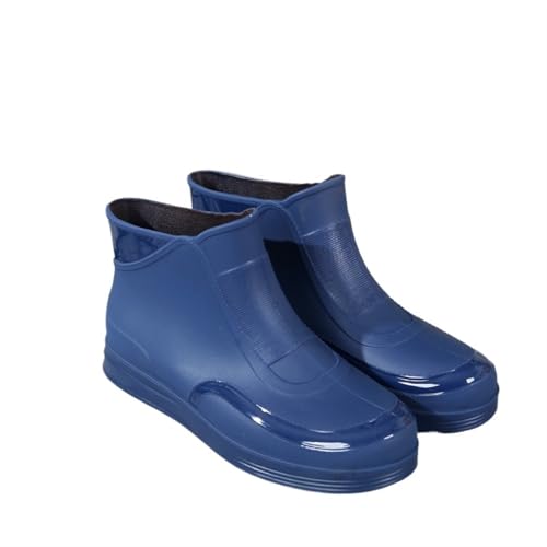 SITBXO Regenstiefel Herren Kurze Röhre Outdoor Sportschuhe Radfahren Arbeit Garten Gummischuhe Leichte wasserdichte Überschuhe Gummistiefel Herren(Blue,44) von SITBXO