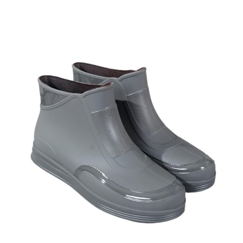 SITBXO Regenstiefel Herren Kurze Röhre Outdoor Sportschuhe Radfahren Arbeit Garten Gummischuhe Leichte wasserdichte Überschuhe Gummistiefel Herren(Grey,44) von SITBXO