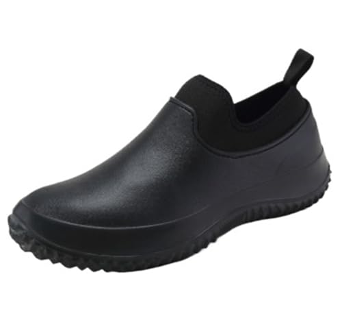 SITBXO Regenstiefel Herren Kurze wasserdichte Gummistiefel Outdoor Bequeme rutschfeste Arbeits-/Kochschuhe Angelstiefel for Regenwetter Gummistiefel Herren(All black,37) von SITBXO
