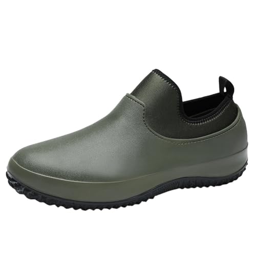 SITBXO Regenstiefel Herren Kurze wasserdichte Gummistiefel Outdoor Bequeme rutschfeste Arbeits-/Kochschuhe Angelstiefel for Regenwetter Gummistiefel Herren(Green,35) von SITBXO
