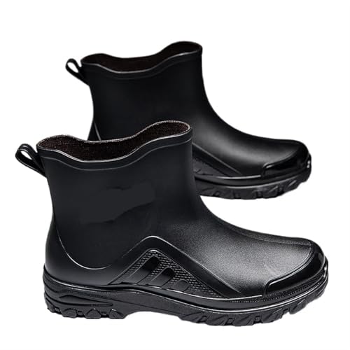 Schuhe Herren Outdoorschuhe Regenstiefel Robuste wasserdichte Gummischuhe Arbeitsstiefel Gummistiefel Herren(Black,43) von SITBXO