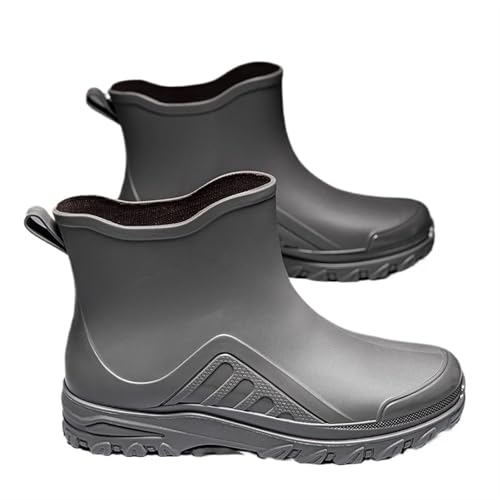 Schuhe Herren Outdoorschuhe Regenstiefel Robuste wasserdichte Gummischuhe Arbeitsstiefel Gummistiefel Herren(GRAY,40) von SITBXO