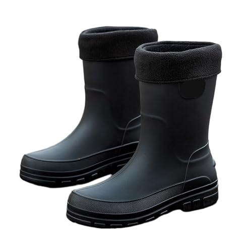 Warme Biker-Motorrad-Regenstiefel for Herren, Silikon, Winterschuhe for Gummistiefel Herren(Black (Plush),43) von SITBXO
