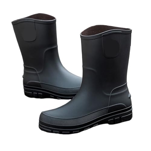 Warme Biker-Motorrad-Regenstiefel for Herren, Silikon, Winterschuhe for Gummistiefel Herren(Black Rain Boots,42) von SITBXO