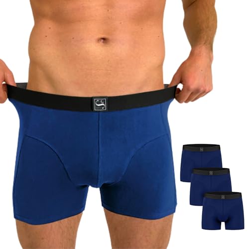 SITZTGUT Boxershorts Herren aus Baumwolle - Trocknergeeignet, Kratzfrei ohne Etikett, Bequeme Passform - Blau, Größe 3XL, 3er Pack von SITZTGUT