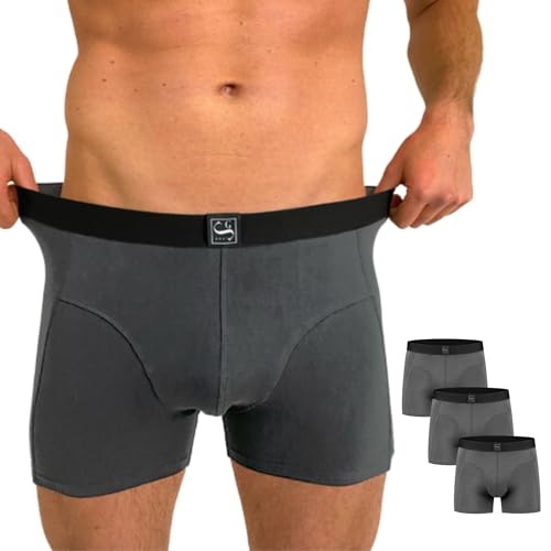 SITZTGUT Boxershorts Herren aus Baumwolle - Trocknergeeignet, Kratzfrei ohne Etikett, Bequeme Passform - Grau, Größe 3XL, 3er Pack von SITZTGUT