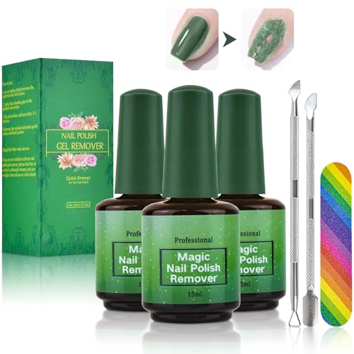 3Pcs Gelnägel Shellac Entferner Remover Gellack UV Lack Magic Gel Nägel Shellack Entfernung Nagellackentferner Nagellack Gelnagellackentferner Nail Polish Entfernen Set Schonend Nagelkleber Acetonfrei von SIUHEN