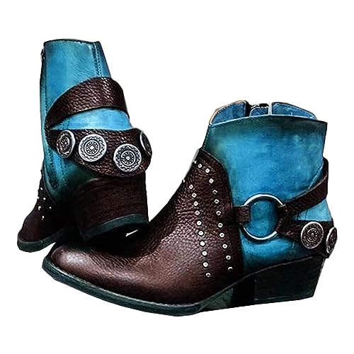 Mittelalterliche PU-Lederstiefel - Steampunk Retro PU Leder Ritterschuhe Stiefeletten - Britischer Stil PU Niete Metallschnalle von SIULAS