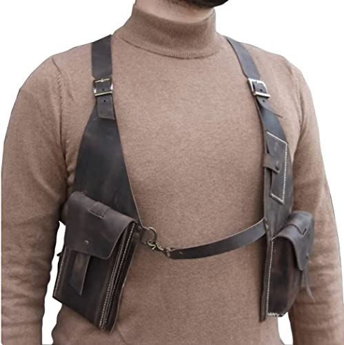 Mittelalterliche Schulterriemen-Unterarmtasche – PU-Leder Unterarmtasche – Vintage Leder Doppel-Schulterholster Tasche Geldbörse Tasche – Verstellbare, verdeckte Anti-Diebstahl-Telefongeldbörse, von SIULAS