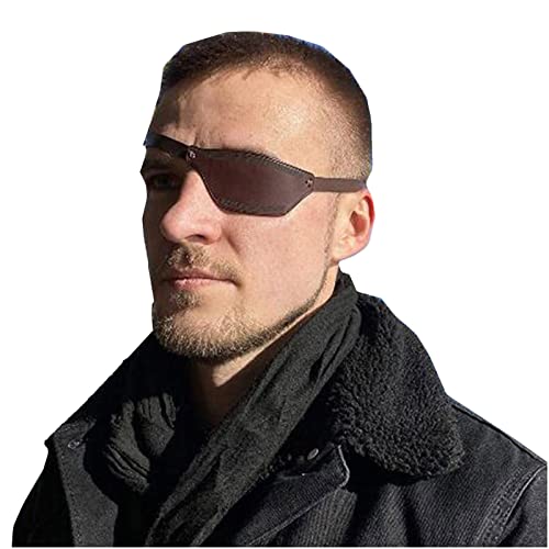 PU Leder Punk Piraten Augenklappe Mittelalter Retro Augenklappe Einzelaugenmaske Augenbinde mit Verstellbarer Gummiband Schnalle für Frauen Männer Cosplay Requisiten (Braun links) von SIULAS