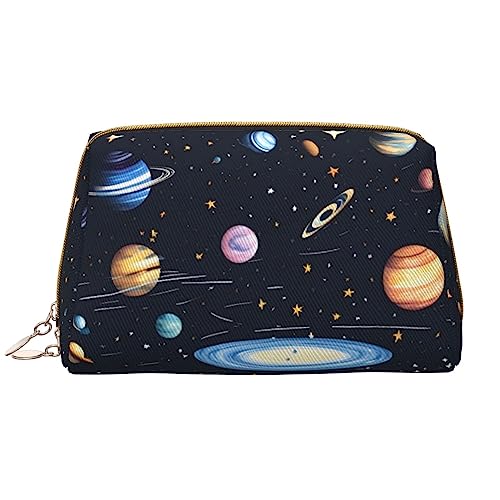 SIULAS Einhorn Märchen Reise Make-up Tasche, Kultur- und Kosmetiktasche, Reißverschluss-Tasche, Kosmetik-Organizer, niedliche Make-up-Pinsel-Aufbewahrungstasche (groß), Die Solar-Familie, von SIULAS