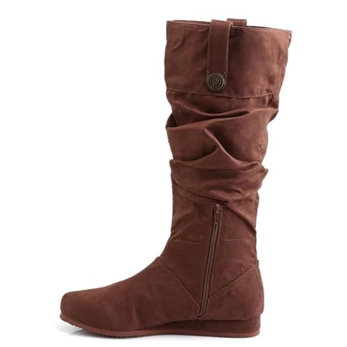 SIULAS Mittelalterliche PU-Lederstiefel - Vintage Mittelalter Stiefeletten - Renaissance Seitenreißverschluss Piraten Kostüm Stiefel Schuhe - für Cosplay Karnevalsparty,Braun,46 von SIULAS