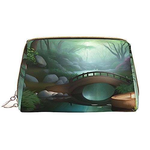 SIULAS One-Horse Star Reise-Make-up-Tasche, Kultur- und Kosmetiktasche, Reißverschluss-Tasche, Kosmetik-Organizer, niedliche Make-up-Pinsel-Aufbewahrungstasche (groß), Kleine Brücke im Osten, von SIULAS