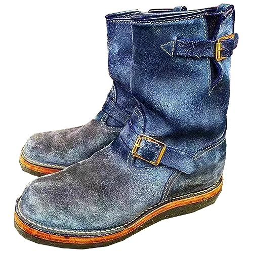 SIULAS Renaissance Kurze Reitstiefel Mittelalterliche Cosplay Stiefel Retro Motorrad Stiefel mit Medium Run Klassische Runde Kopf Gürtel Herren Steampunk Stiefel,Blau,48 SIULAS Renaissance Kurze Reitstiefel Mittelalterliche Cosplay Stiefel Retro Motorrad Stiefel mit Medium Run Klassische Runde Kopf Gürtel Herren Steampunk Stiefel,Blau,48 von SIULAS