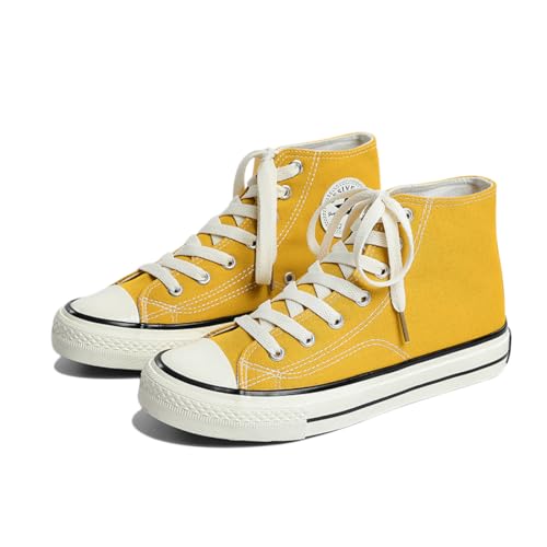 SIUSUMFO Erwachsene Segeltuchschuhe Damen Sneaker Laufschuhe Turnschuhe High-top rutschfeste Sportschuhe Freizeitschuhe EU 37 Gelb von SIUSUMFO