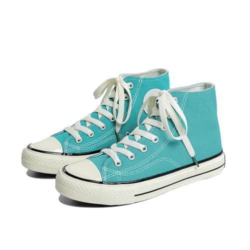 SIUSUMFO Erwachsene Segeltuchschuhe Damen Sneaker Laufschuhe Turnschuhe High-top rutschfeste Sportschuhe Freizeitschuhe EU 38 Blau Grün von SIUSUMFO