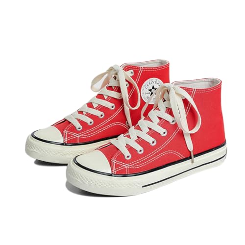 SIUSUMFO Erwachsene Segeltuchschuhe Damen Sneaker Laufschuhe Turnschuhe High-top rutschfeste Sportschuhe Freizeitschuhe EU 38 Karminrot von SIUSUMFO