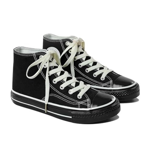 SIUSUMFO Erwachsene Segeltuchschuhe Herren Sneaker Hoch Laufschuhe Turnschuhe rutschfeste Sportschuhe Freizeitschuhe 40 EU Ganz Schwarz von SIUSUMFO
