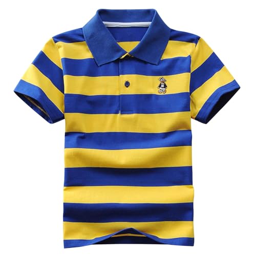 SIUSUMFO Jungen Poloshirt Kühle Kurzen Ärmeln Kinder Oberteile T-Shirts 1-12T Baumwolle Lässig Atmungsaktiv Outdoor Sommer (Blau Gelb-140) von SIUSUMFO