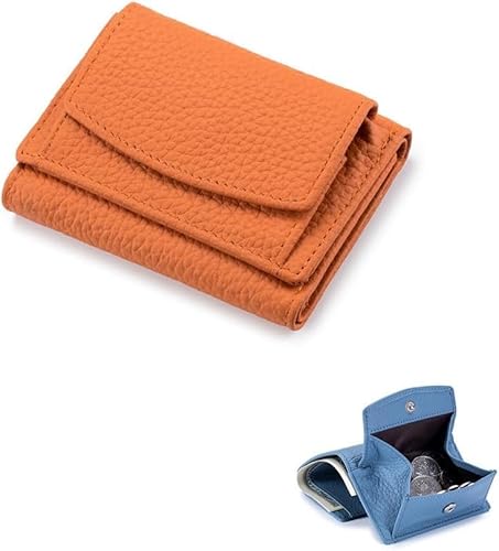 SIUSYACI Kartenhalter aus echtem Leder, Organizer für Karten, Mini-Geldbörse mit Münzfach, Orange/Abendrot im Zickzackmuster (Sunset Chevron), modisch von SIUSYACI