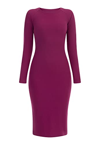 SIVENE Damen Langarmkleid midi 11127260-SI02, Fuchsia, XL/XXL von SIVENE
