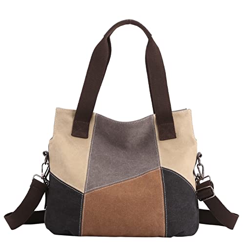 SIVENKE Damen Handtasche Canvas Tasche Casual Schultertasche Umhängetaschen Retro Hobo Große Kapazität für Schule Shopper Lässige täglich von SIVENKE