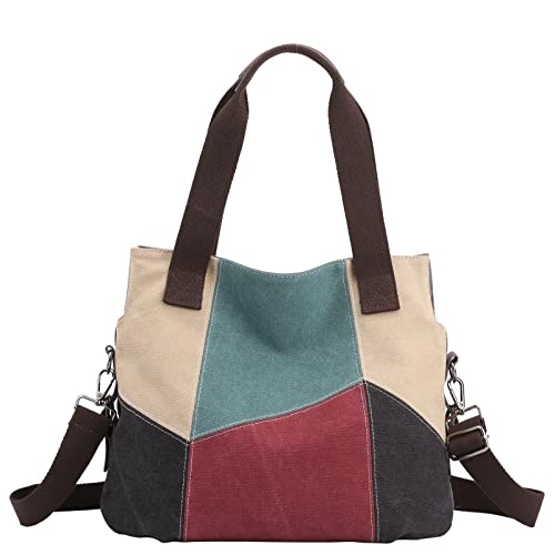 SIVENKE Damen Canvas Handtasche Casual Schultertasche Umhängetaschen Retro Canvas Hobo Tasche Shopper Bag von SIVENKE