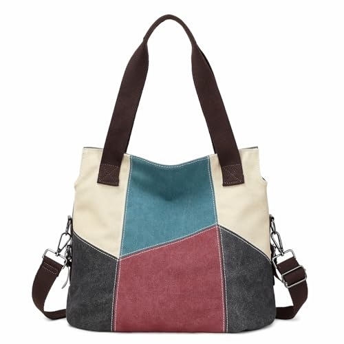 SIVENKE Damen Handtasche Canvas Tasche Casual Schultertasche Umhängetaschen Retro Hobo Große Kapazität für Schule Shopper Lässige täglich von SIVENKE