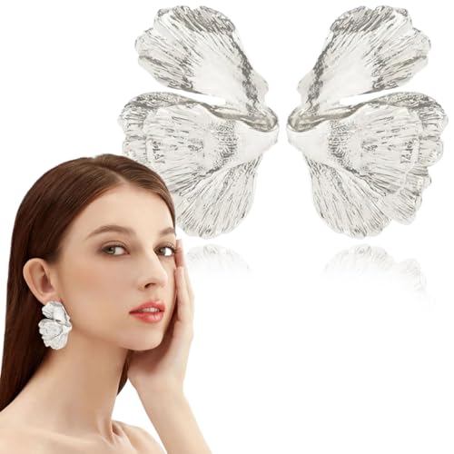 SIVZUMO 1 Paar Ohrringe Silber, ohrringe, Blume Tropfen Ohrringe Boho Statement Flower Earrings Golden blumen ohrringe Hypoallergene Modeschmuck für Damen von SIVZUMO