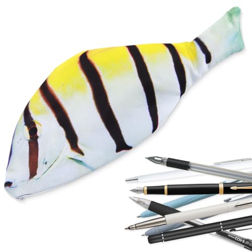 SIVZUMO 1 pcs Fisch Geformt Federmäppchen Neuheit Fisch Federbeutel Federmäppchen mit Gepolstertem Futter Fisch Geschenke fisch geschenk für Schule Klassenzimmer von SIVZUMO