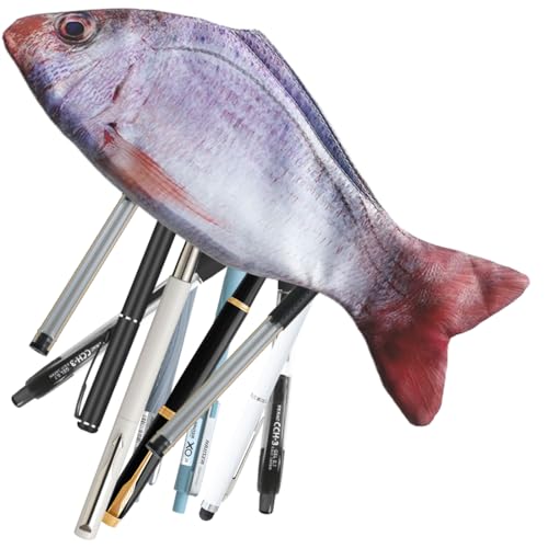 SIVZUMO 1 pcs Fisch Geformt Federmäppchen Neuheit Fisch Federbeutel Fisch Geldbörse Lustige Federmäppchen mit Gepolstertem Dickschaum Futter Fisch Geschenke fisch geschenk für Schule Klassenzimmer von SIVZUMO