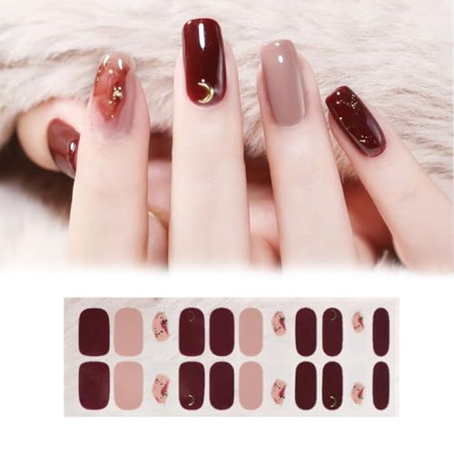 SIVZUMO Nagelfolie, 20pcs Weinrot Gel Nagelfolien Selbstklebend Nail Sticker, Uv Härtend Dekoration Nageldesign Zubehör von SIVZUMO